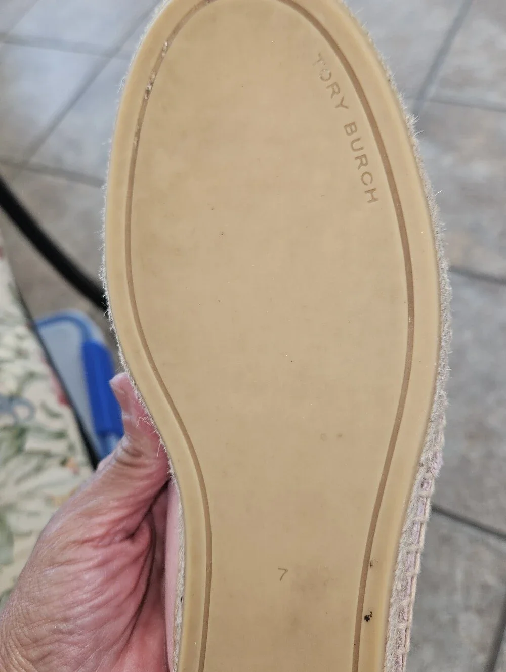 Tory Burch Light Pink Leather Espadrille Flats
